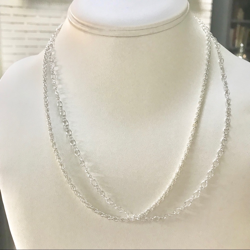 2 Minimalist Sterling Silver necklace chains 18”